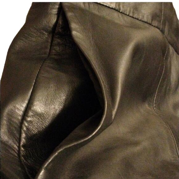 DKNYC Gauchos Buttery LAMB LEATHER Size 10 Black Crop Pants Wide Leg Modern Glam - Picture 3 of 12
